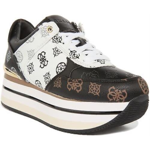 Guess Fl5Hidfal12 Hindle Womens Platform Sneakers In Black White Size US 5 - 11