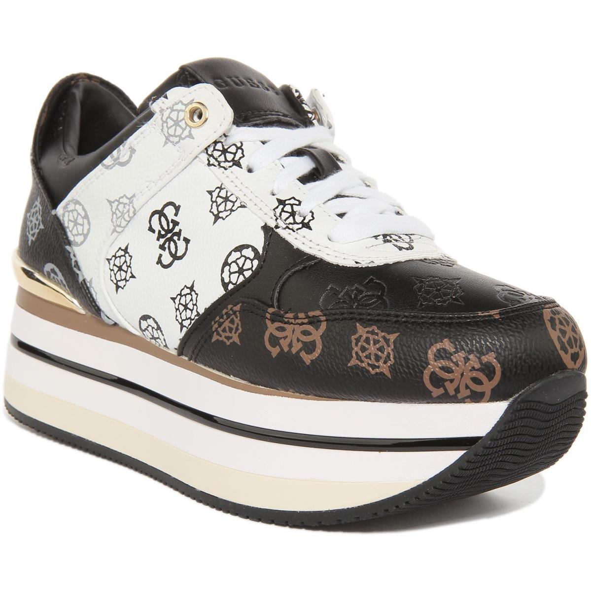 Guess Fl5Hidfal12 Hindle Womens Platform Sneakers In Black White Size US 5 - 11 BLACK WHITE