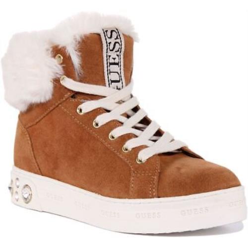 Guess Fl8Rk2Sue12 Womens Lace Up High Top Sneakers In Tan Size US 5 - 11