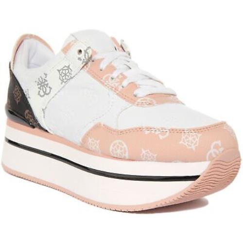 Guess Fl5Hidfal12 Hindle Womens Platform Sneakers In White Pink Size US 5 - 11
