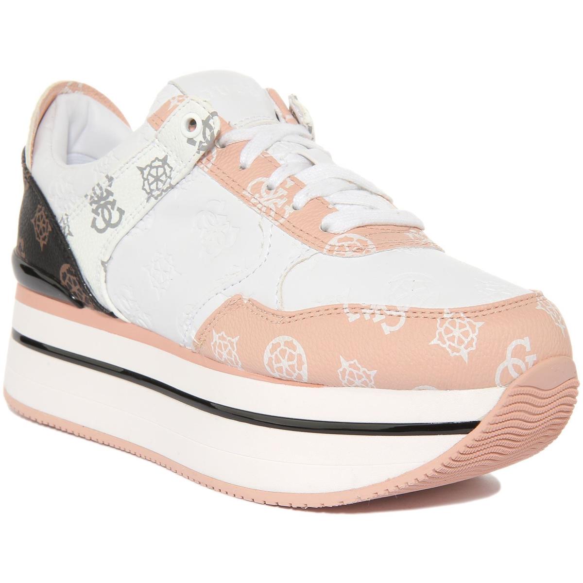 Guess Fl5Hidfal12 Hindle Womens Platform Sneakers In White Pink Size US 5 - 11 WHITE PINK