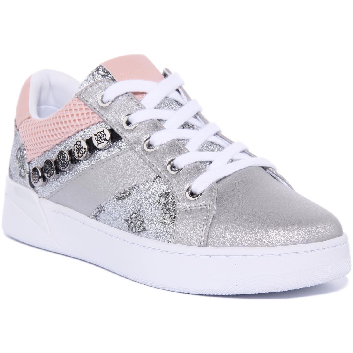 Guess Fl5Rxofam12 Womens Lace Up Low Cut Sneakers In Silver Size US 5 - 11 SILVER