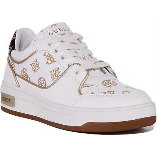 Guess Fl5Tkyfal12 Tokyo Womens Lace Up Low Sneaker In White Gold US Size 5 - 10