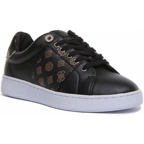 Guess Womens Rajeena Active Lace up Trainer In Black Brown Size US 5 - 11