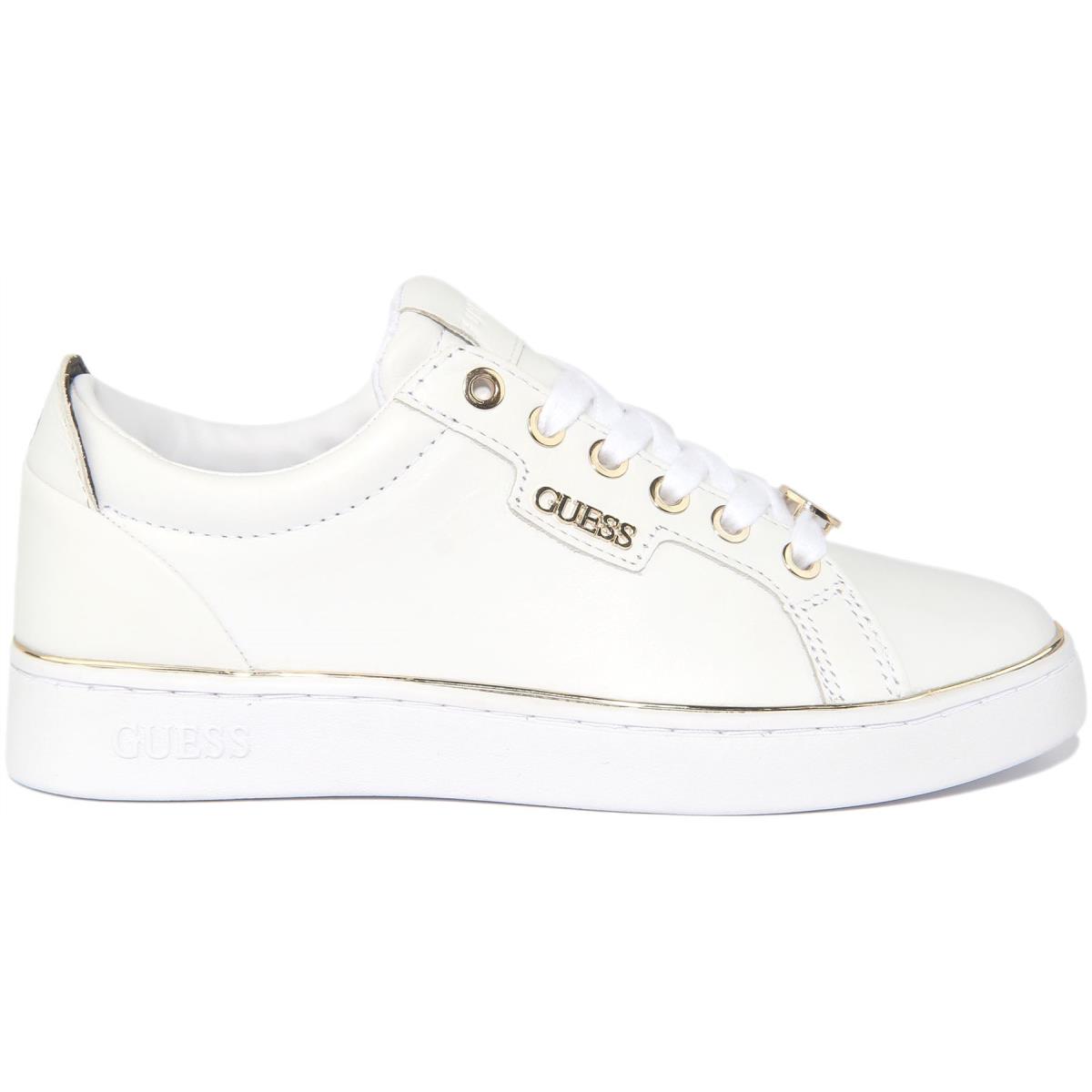 Guess Fl5Btalea12 Betea Womens Lace Up Leather Sneakers In White Size US 5 - 11