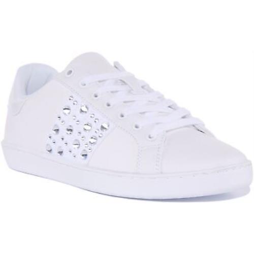Guess Fl6Jcblea12 Jacobb Womens Lace Up Studded Sneaker In White Size US 5 - 11