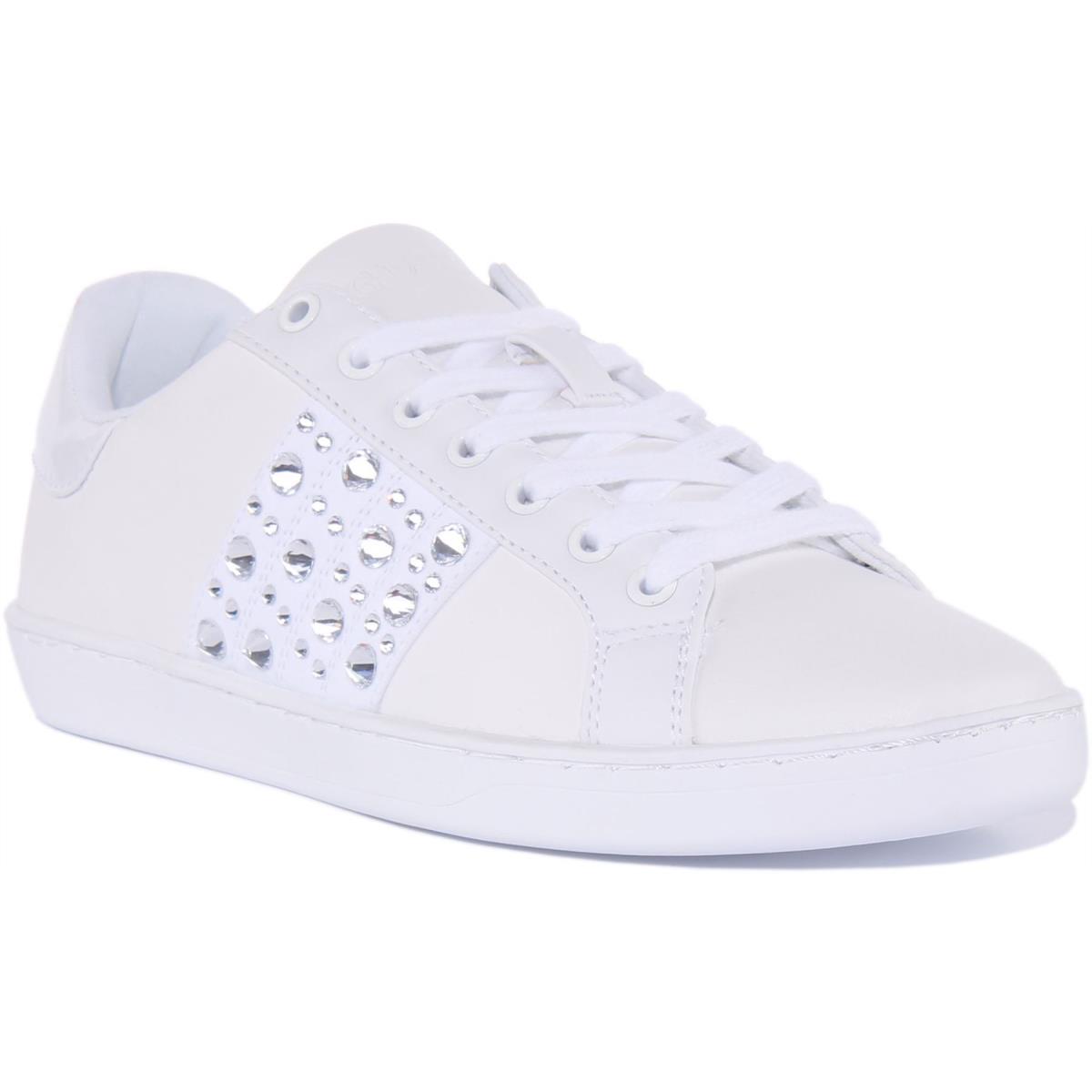 Guess Fl6Jcblea12 Jacobb Womens Lace Up Studded Sneaker In White Size US 5 - 11 WHITE