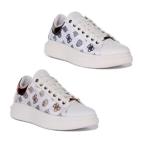Guess Fl5Vibfab12 Vibo Womens Lace Up Sneakers In White Bronze Size US 5 - 11