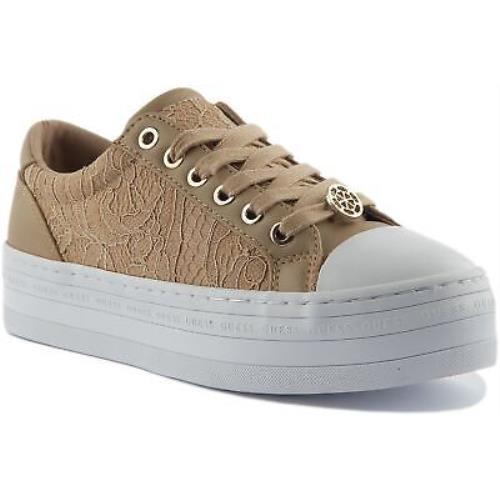 Guess Fl5B2Slac12 Bells Womens Lace Up Platform Sneakers In Beige Size US 5 - 11