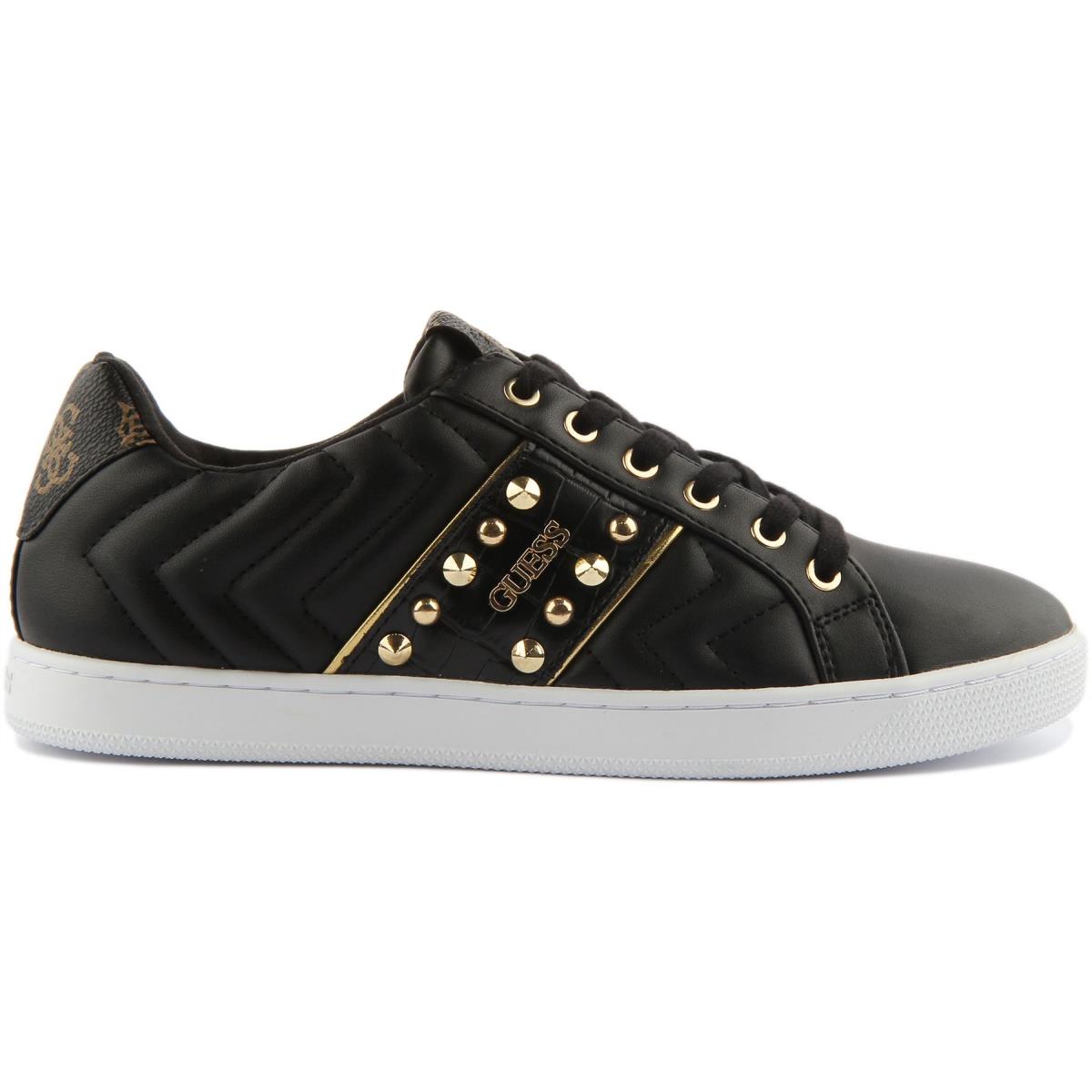 Guess Fl7Raufal12 Raula Womens Low Cut Sneakers In Black Gold Size US 5 - 11