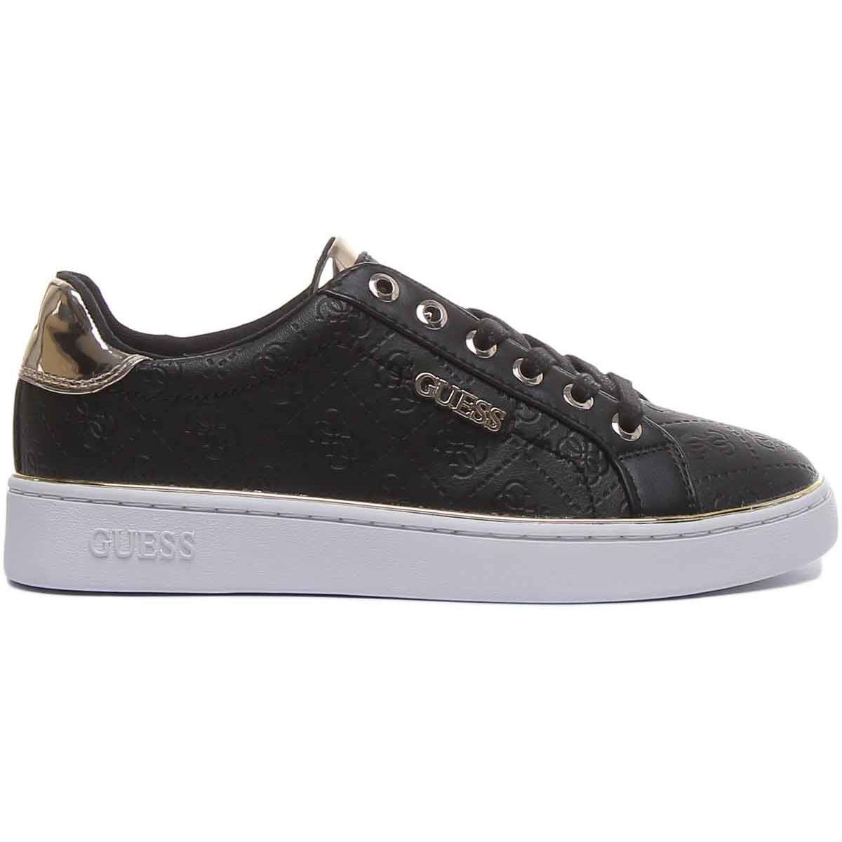 Guess Fl5Bekfal12 Beckie Womens Lace Up Sneaker with Gold Logo Size US 5 - 11