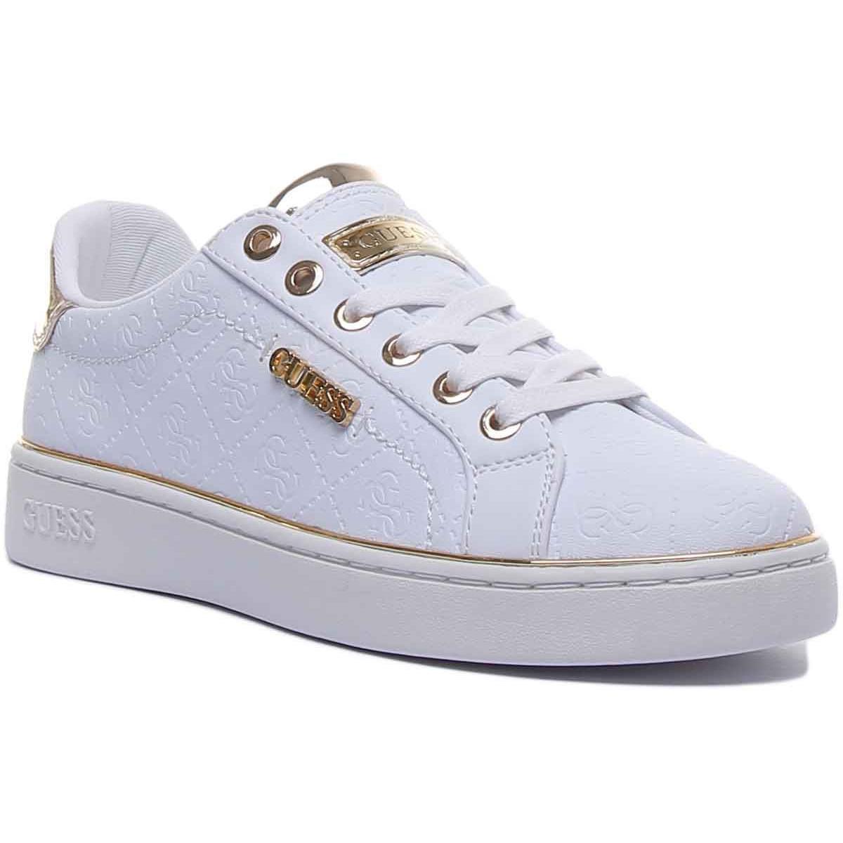 Guess Fl5Bekfal12 Beckie Womens Lace Up Sneaker with Gold Logo Size US 5 - 11