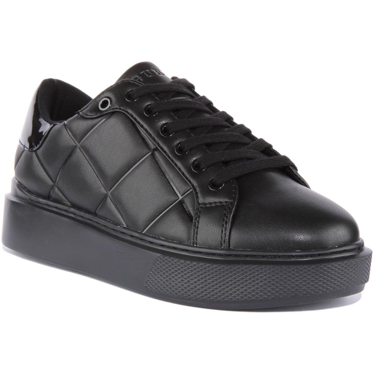 Guess Fl8Hilele12 Hilan Womens Lace Up Quilted Sneakers In Black Size US 5 - 11 BLACK