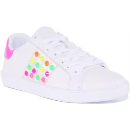 Guess Fl6Jcblea12 Jacobb Womens Studded Sneakers In White Pink Size US 5 - 11
