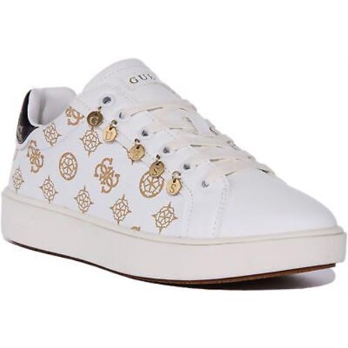 Guess Fl5Melfal12 Mely Womens Lace Up Low Sneaker In White Gold US Size 5 - 10