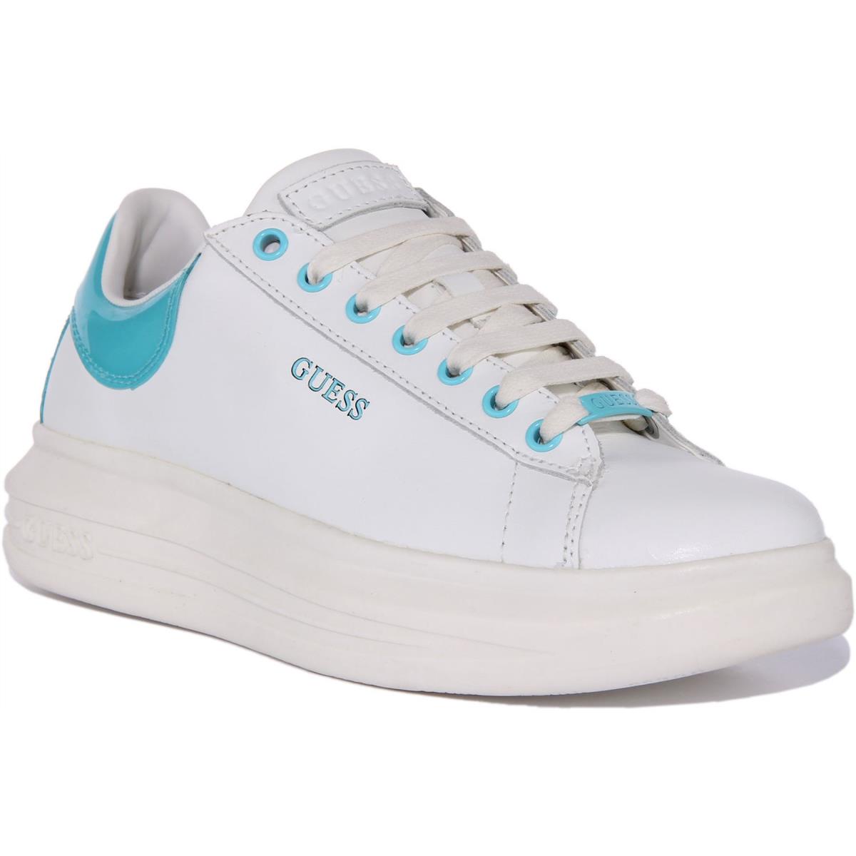 Guess Fl5Viblea12 Vibo Womens Leather Blend Sneaker In White Pink Size US 5 - 11 WHITE BLUE