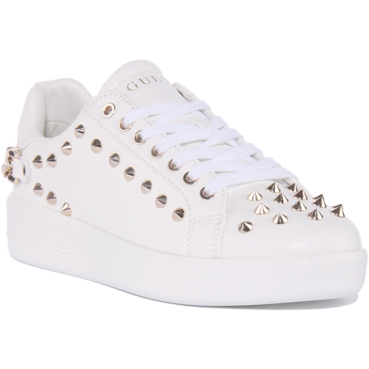 Guess Fl7Rntlea12 Renatta Womens Lace Up Sneakers with Studs Size US 5 - 11 CREAM