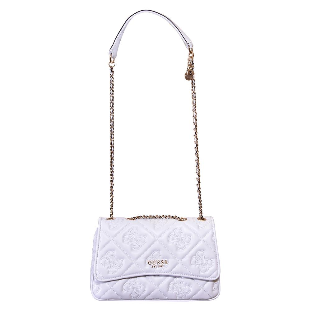 Guess Marieke Women`s Handbag White Logo/Gold