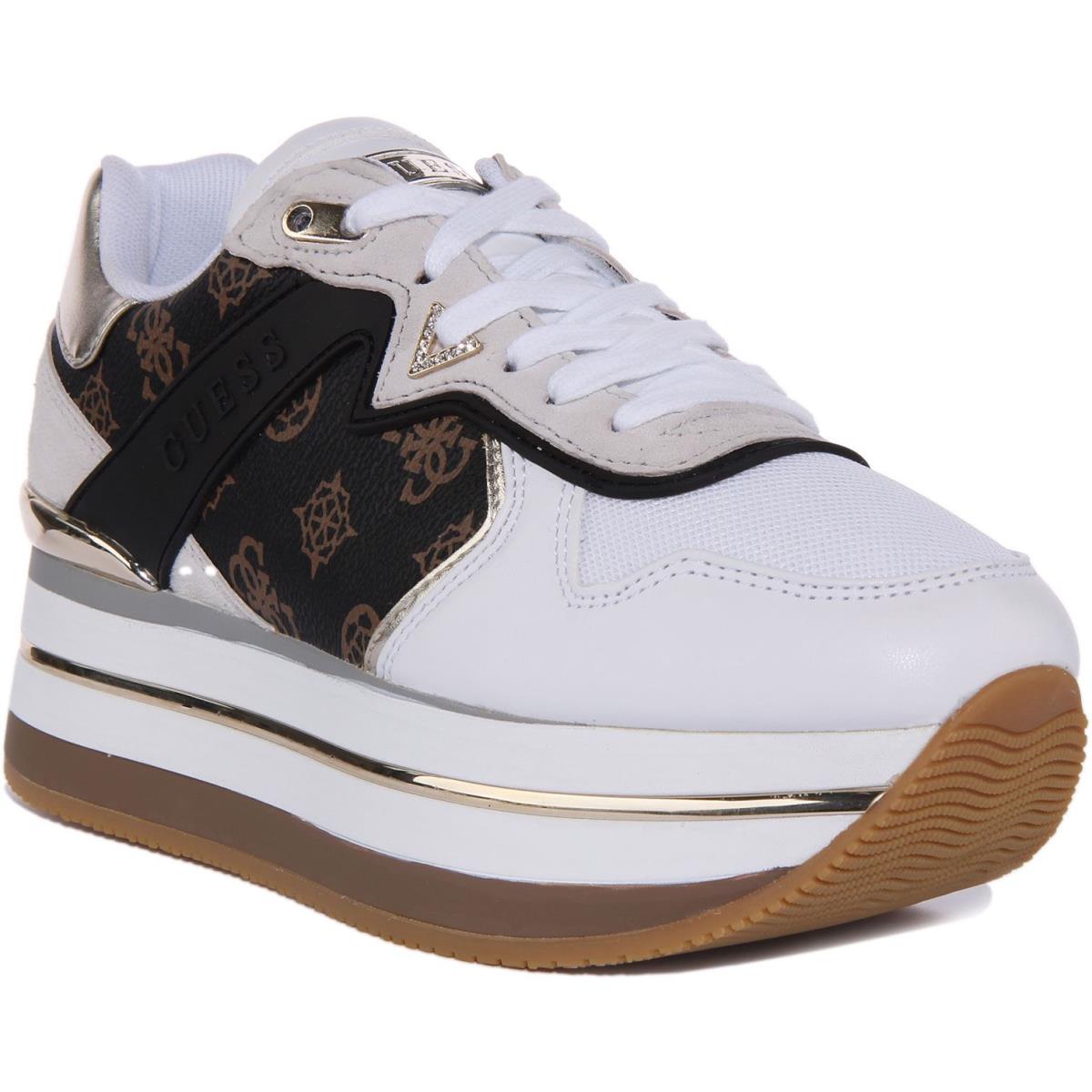 Guess Harinna Fl7Harfal12 Women Lace Up Platform Sneaker In Black Size US 5 - 11 WHITE