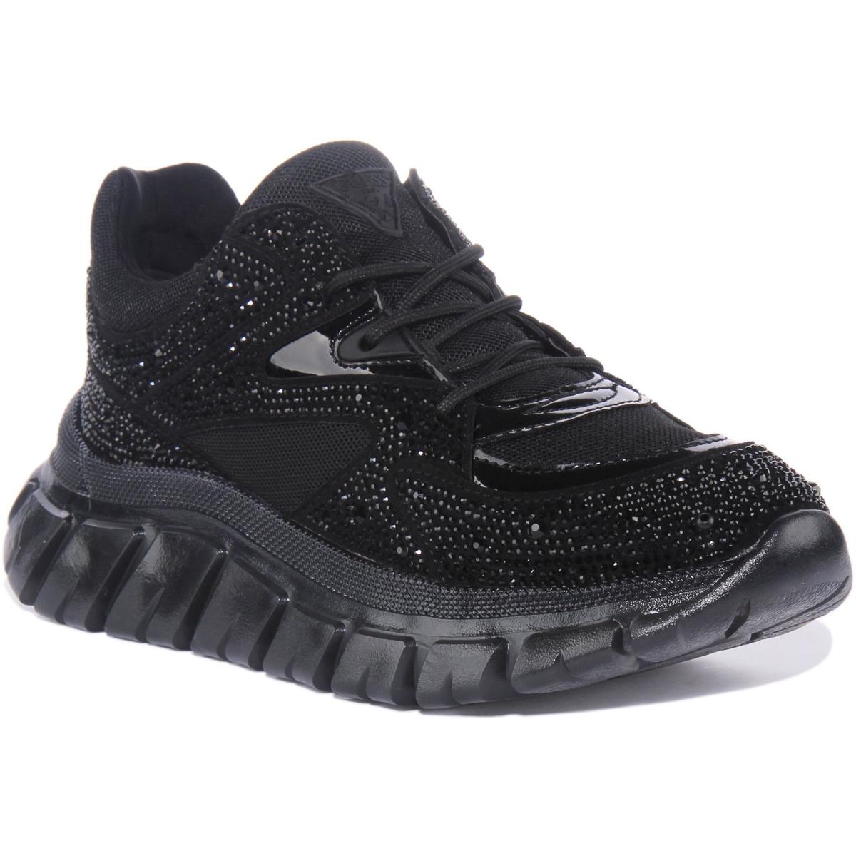 Guess Fl7Claesu12 Clarisse Womens Rhinestones Sneakers In Black Size US 5 - 11 BLACK