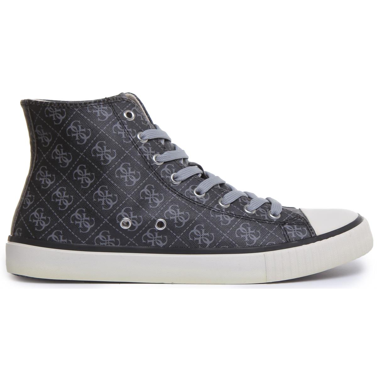 Guess Ederle Hi Lace up 4G Logo Print Trainer Black Grey Size US 7 - 13