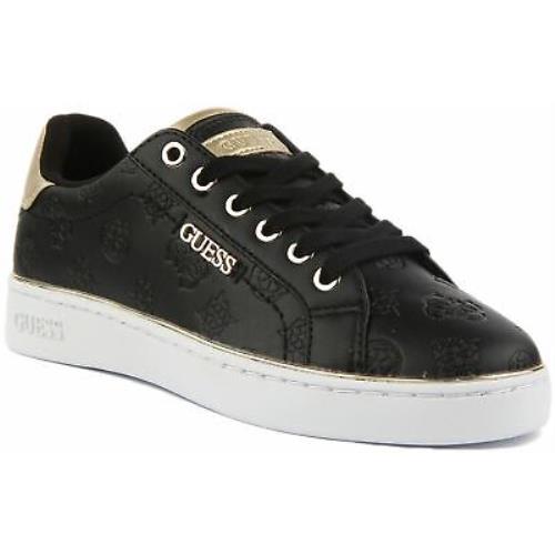 Guess Womens FL7BKIFAL12 Beckie All Over Logo Trainers In Black Size US 5 - 11