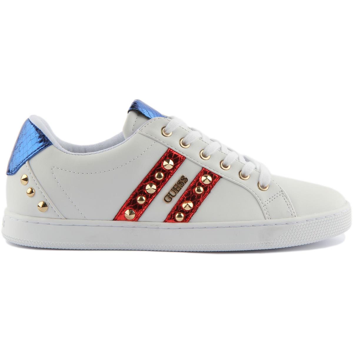 Guess Fl8Rsspel12 Rassta Womens Low Cut Sneaker In White Navy Red Size US 5 - 11