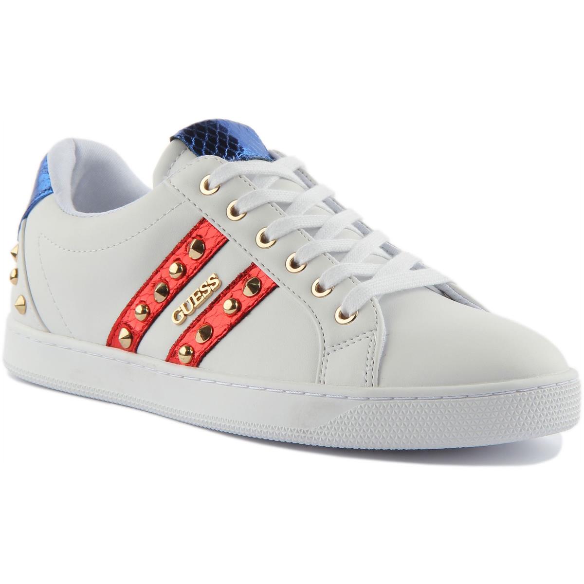 Guess Fl8Rsspel12 Rassta Womens Low Cut Sneaker In White Navy Red Size US 5 - 11 WHITE NAVY RED