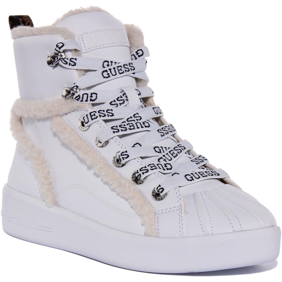 Guess Fl8Rmsele12 Ramsi Womens Lace Up High Top Sneakers In White Size US 5 - 11 WHITE