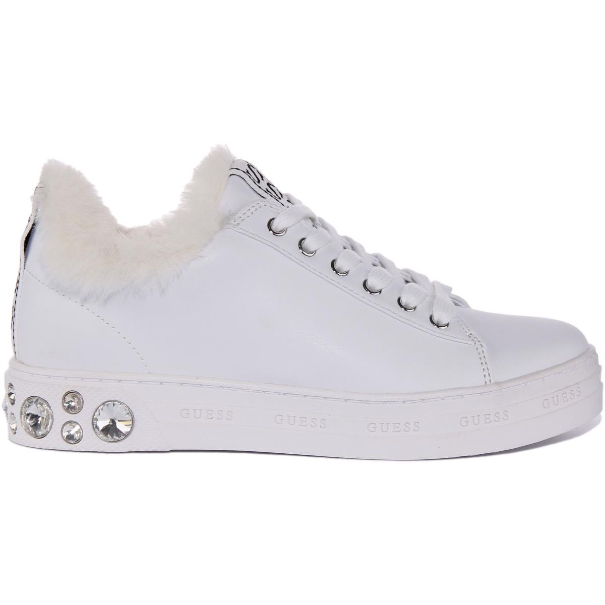 Guess Fl8Rv5Ele12 Rivet Womens Lace Up Stylish Sneakers In White Size US 5 - 11