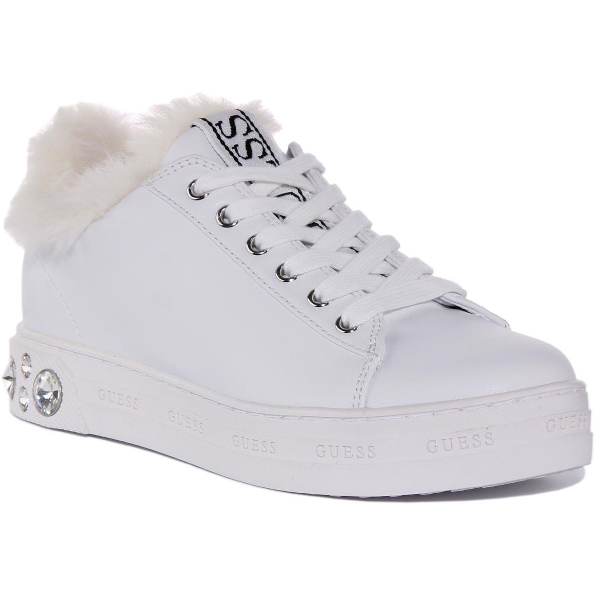 Guess Fl8Rv5Ele12 Rivet Womens Lace Up Stylish Sneakers In White Size US 5 - 11 WHITE