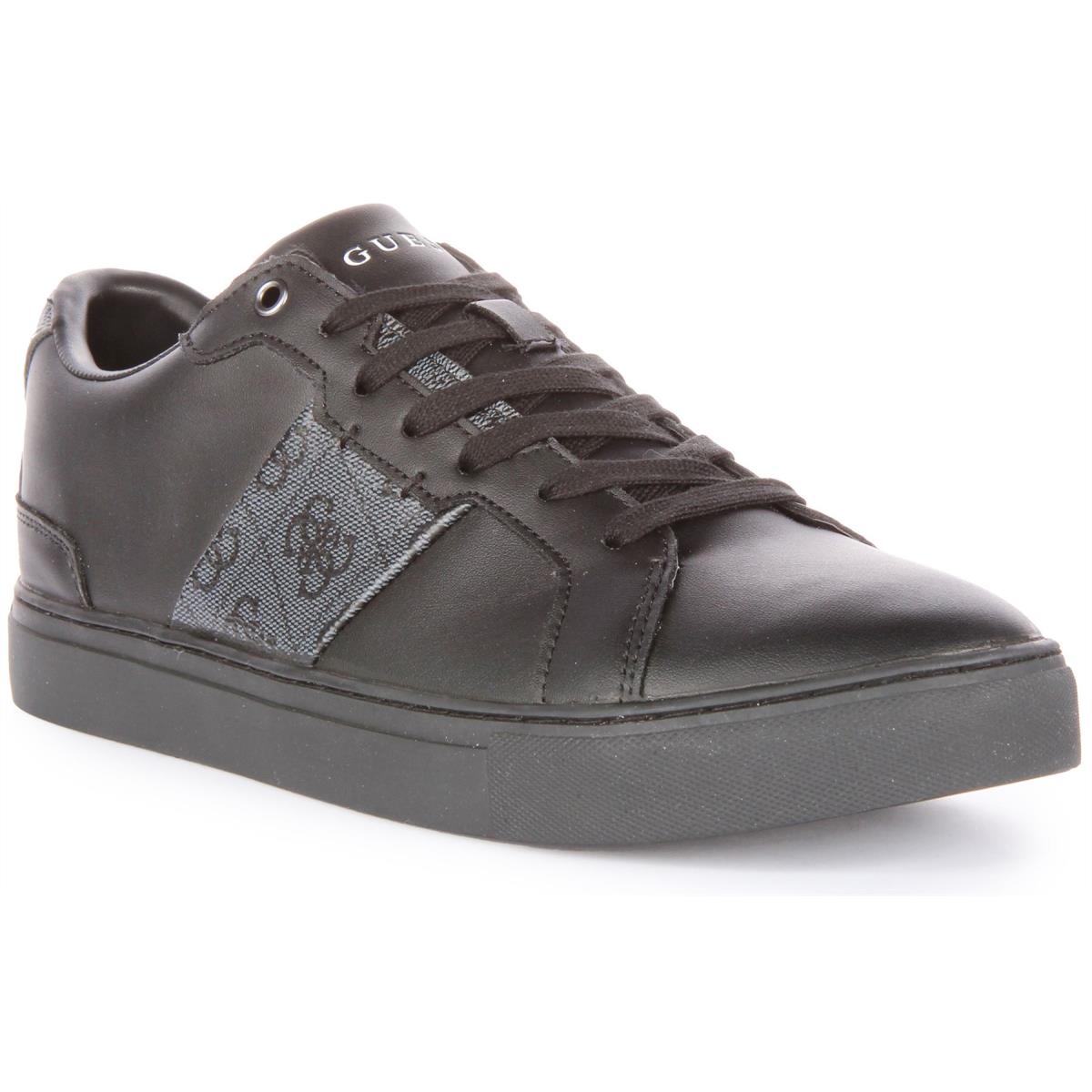 Guess Todi 4G Peony Lace Up Logo Leather Sneaker Black Mens US 7 - 13