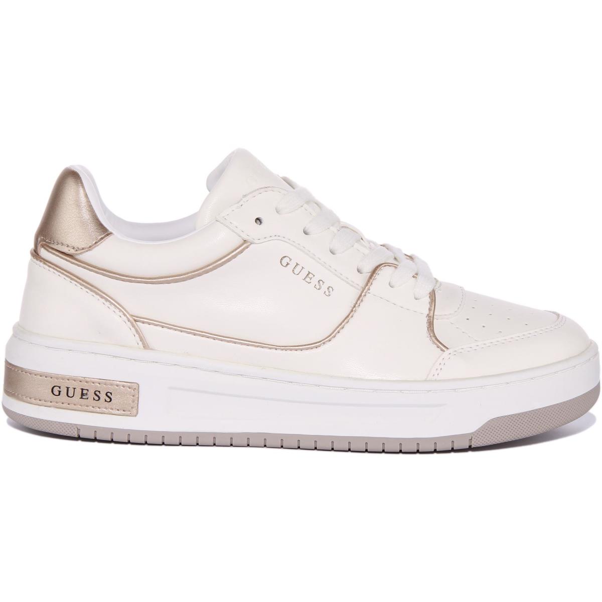 Guess Fl8Tkysma12 Tokyo Womens Lace Up Sneakers In White Gold Size US 5 - 11