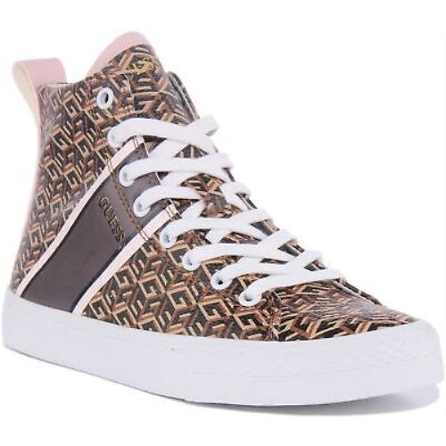 Guess Fl7Elgele12 Elga Womens Lace Up High Top Sneakers In Brown Size US 5 - 11