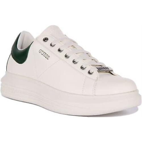 Guess Vibo Casual Lace Up Sneaker White Green Mens US 7 - 13