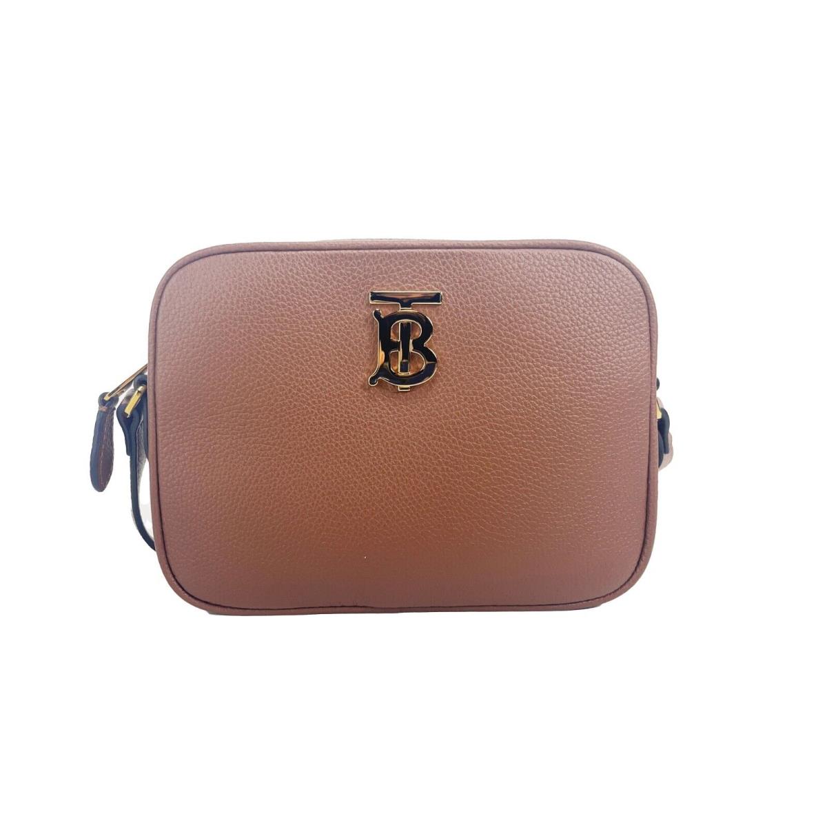 Burberry Small Leather Tan Camera Crossbody TB Logo Bag