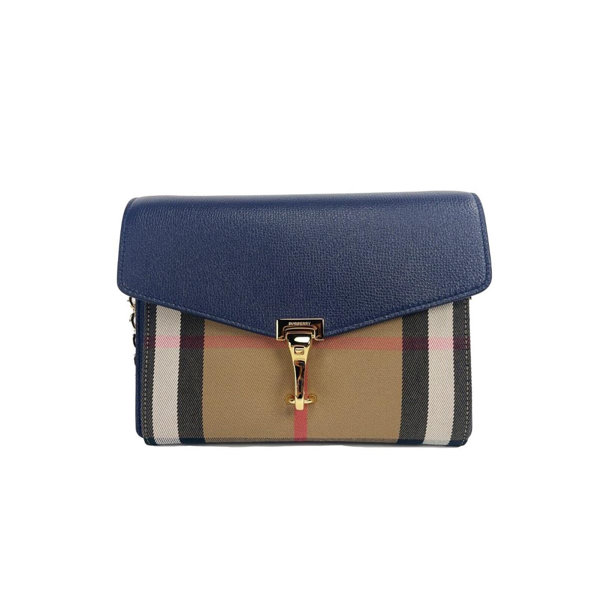 Burberry Macken Small Regency Blue House Check Leather Crossbody Bag