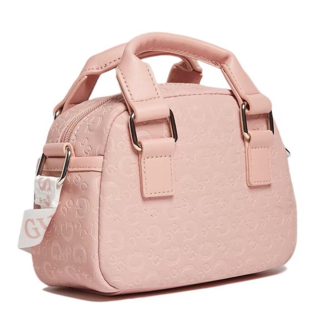 Guess Women`s Pink Logo Embossed Mini Dome Crossbody Satchel Bag Handbag