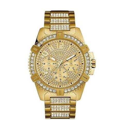 Authorized Guess Gold Tone Crystal Men`s Quartz Watch