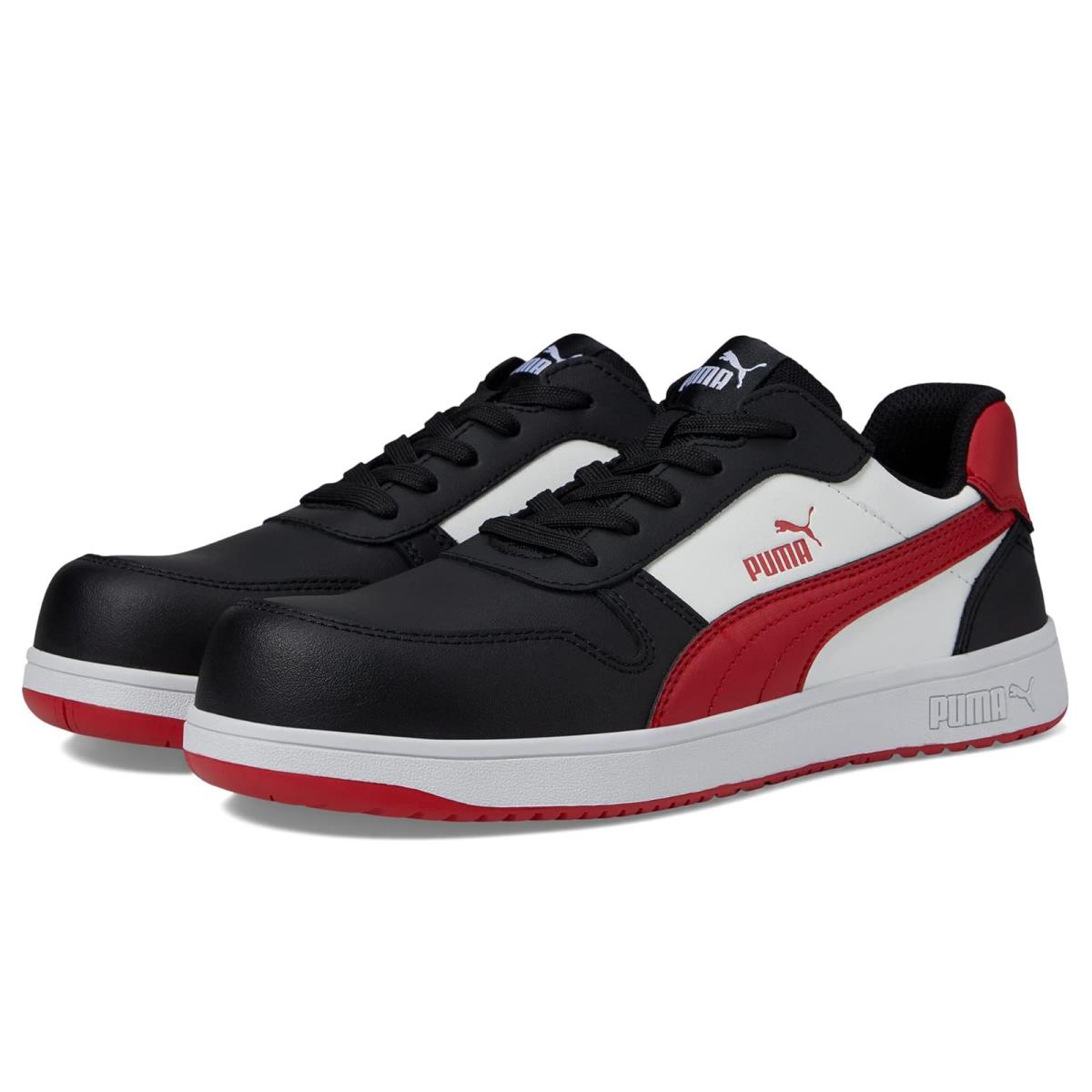 Woman`s Sneakers Athletic Shoes Puma Safety Frontcourt Low Astm EH - Black/White/Red