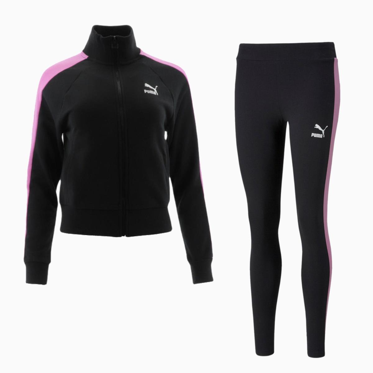 Puma Women`s Iconic T7 Tracksuit - Black Pink