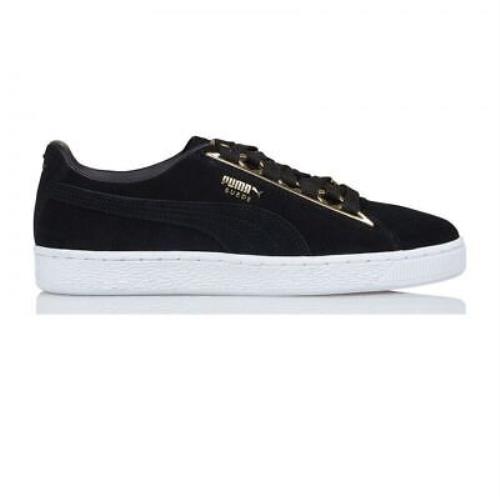 Puma Suede Jewel Metallic Gold Black Womens Size 6.5 Casual Sneakers 366725 01 - Black