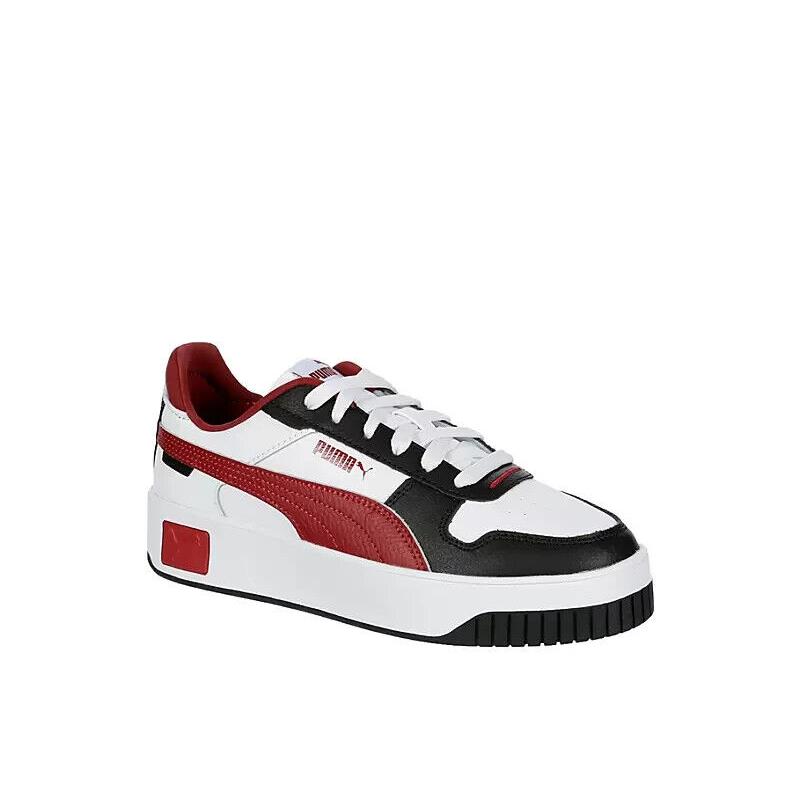 Puma Womens Carina Low Top Casual Walking Sneaker White/Navy/Red