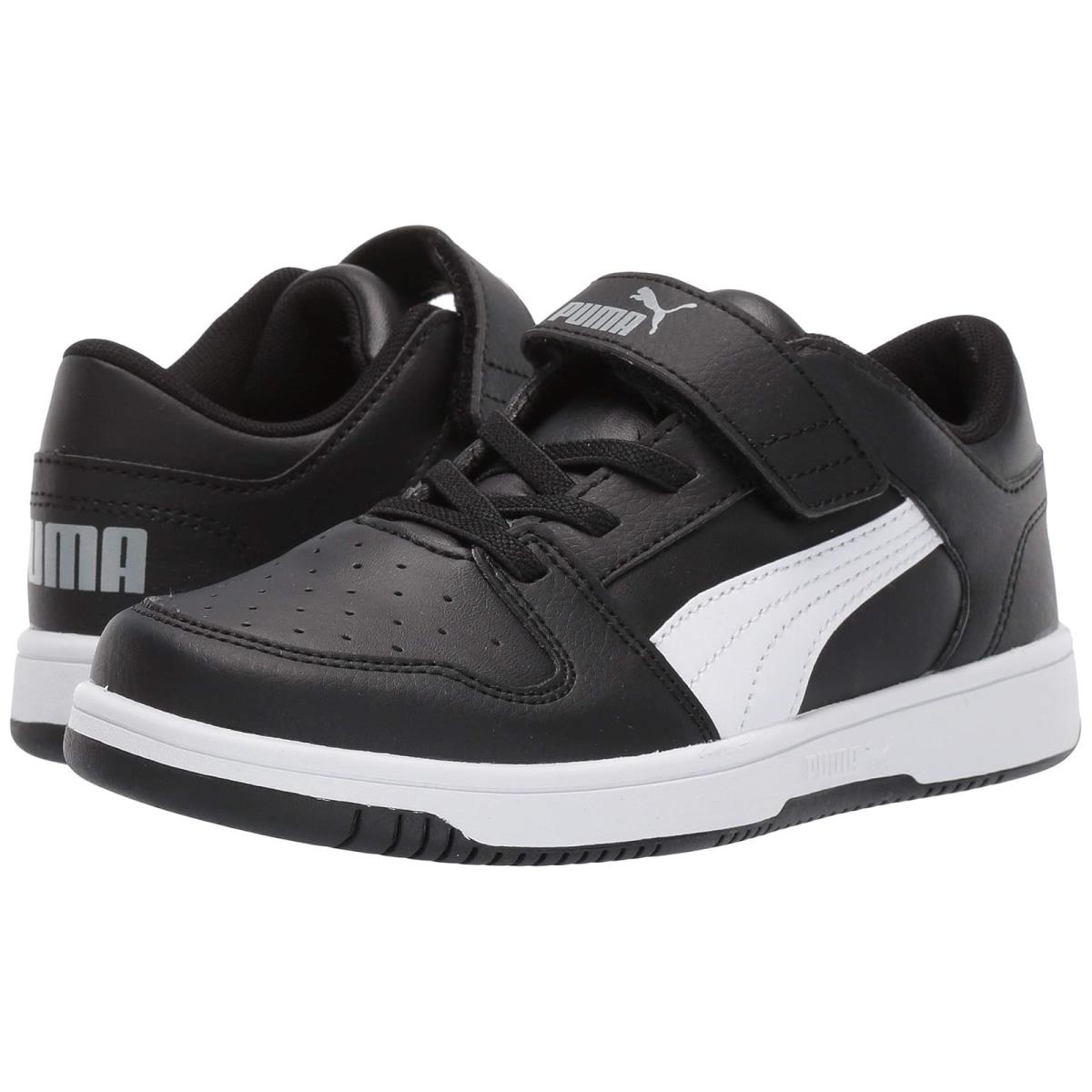 Puma Kids Rebound Layup Lo Synthetic Leather Hook and Loop Little Kid Puma Black/Puma White/High Risk