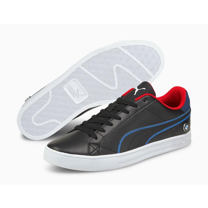 Puma Men`s Bmw Mms Smash Vulc V3 LO Sneaker 10.5 11.5 Size - Black/Estate Blue/White