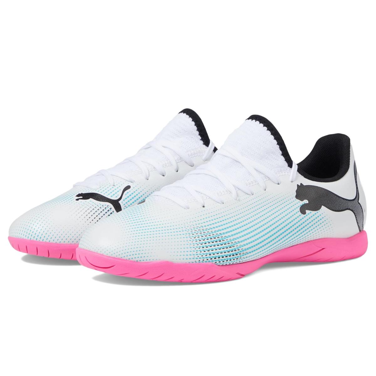 Children Unisex Puma Kids Future 7 Play Indoor Training Little Kid/big Kid - PUMA White/PUMA Black/Poison Pink