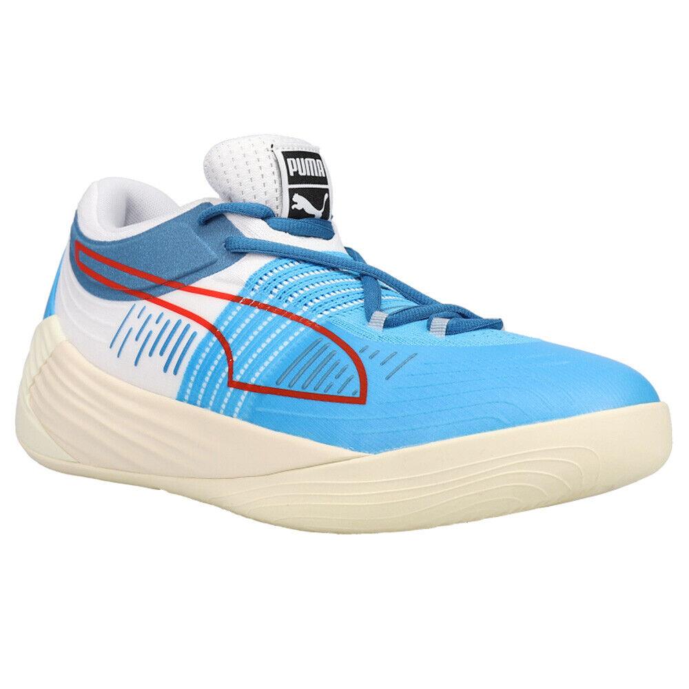 Puma Fusion Nitro Basketball Mens Blue Sneakers Athletic Shoes 195587-06 - Blue