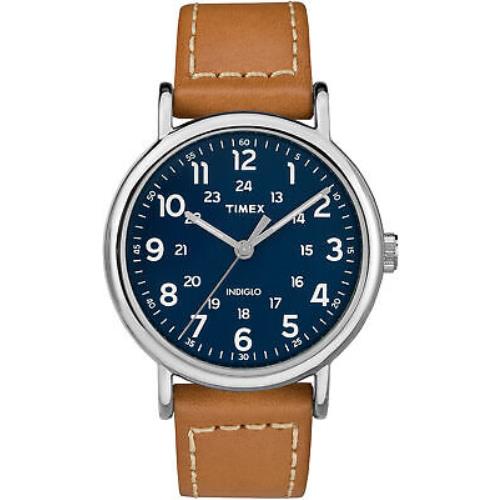 Timex Men`s TW2R42500 Weekender 40 Brown/blue Leather Strap Watch