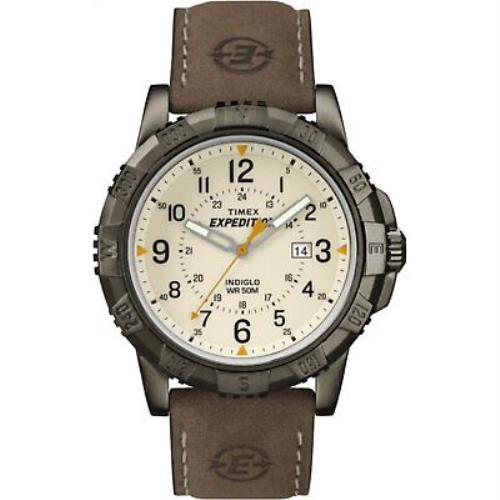 Timex Men`s T49990 Expedition Rugged Metal Brown/natural Leather Strap Watch