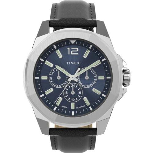 Timex Men`s Trend 44mm Quartz Watch TW2V43200VQ - Dial: Blue, Band: Black, Other Dial: Blue